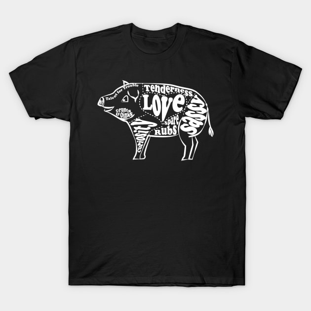 Lispe Juliana Pet Pig Diagram T-Shirt by Lispe
